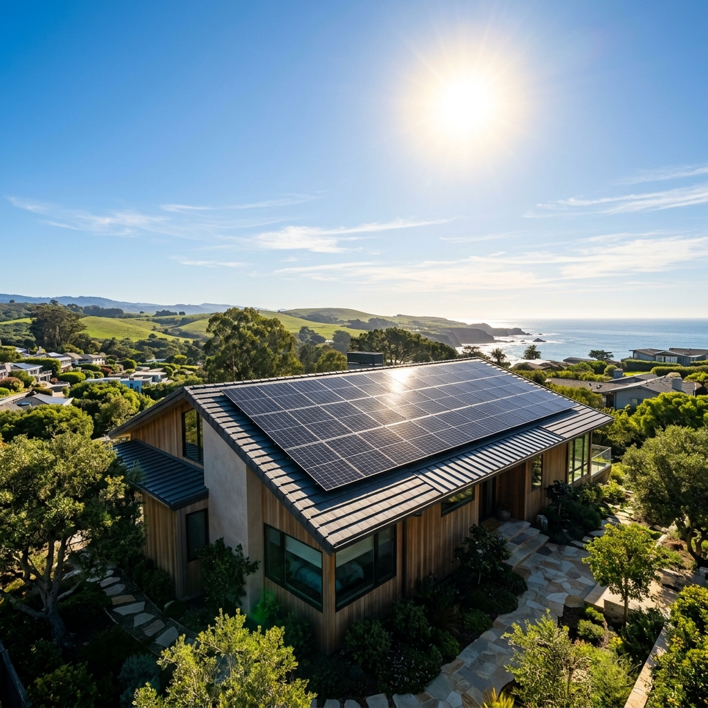 Solar panels on a beautiful roof